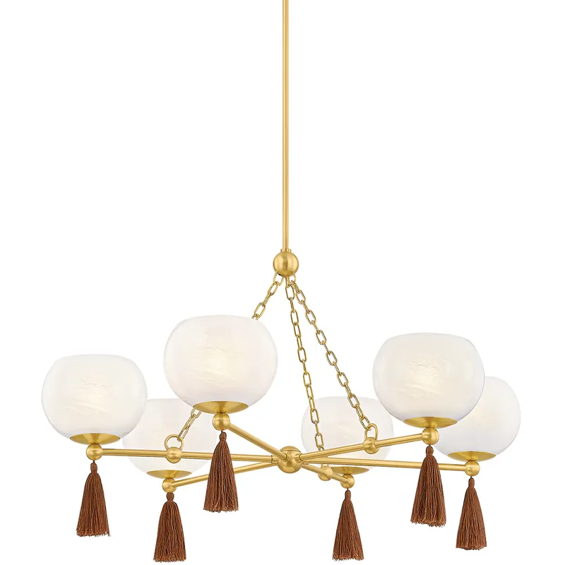 Place Order Niya 6 Light 35.5 inch Aged Brass Chandelier Ceiling Light