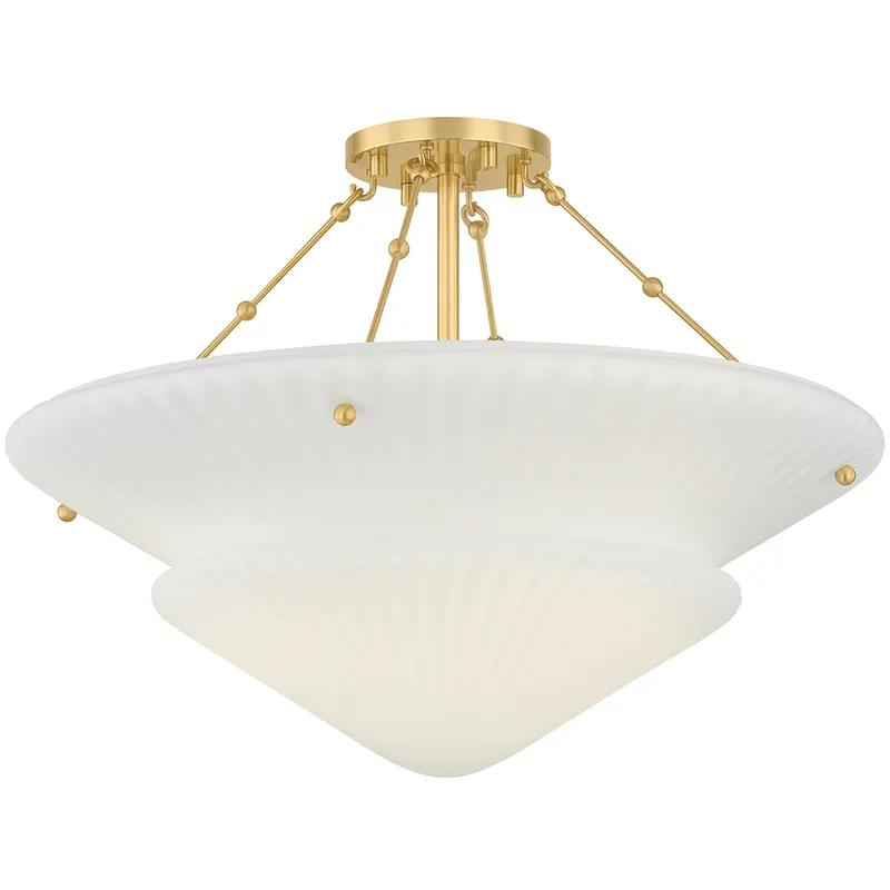 Loburn 3 Light 20.25 inch Aged Brass Semi Flush Ceiling Light Premium