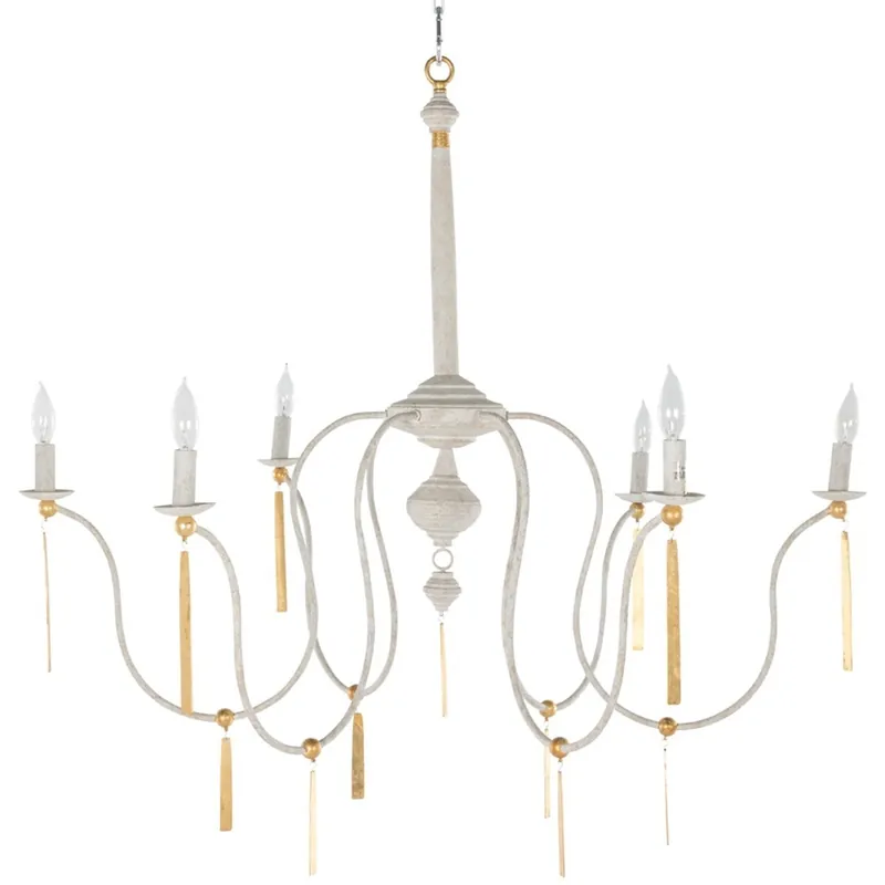 Bargain Tracy 6 Light 43 inch Textured White / Vintage Gold Chandelier Ceiling Light