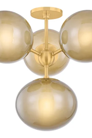 Zaley 4 Light 20.5 inch Aged Brass Semi Flush Ceiling Light Top Rated