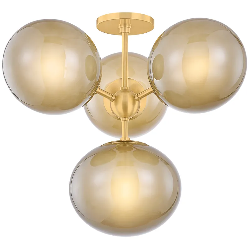 Zaley 4 Light 20.5 inch Aged Brass Semi Flush Ceiling Light Top Rated