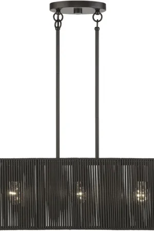 Acordia 3 Light 30 inch English Bronze Linear Chandelier Ceiling Light, Medium Hot Deal