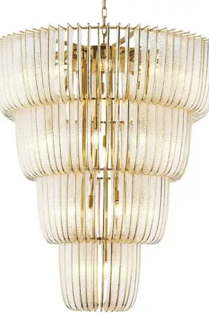 Ziva Shahi 37.38 inch 5.00 watt Titanium Gold Chandelier Ceiling Light, 4 Tier Modern