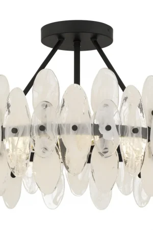 Abigail 4 Light 18 inch Matte Black Semi-Flush Mount Ceiling Light Cheap