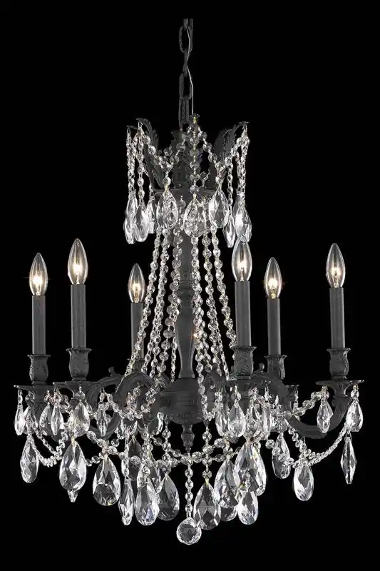 Order Now Rosalia 6 Light 23 inch Dark Bronze Dining Chandelier Ceiling Light in Royal Cut