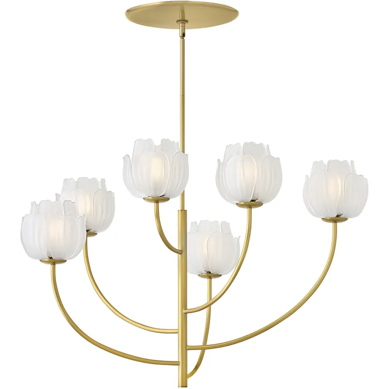 Secure Checkout Fantine 6 Light 32 inch Unlacquered Brass Chandelier Ceiling Light in White Frosted