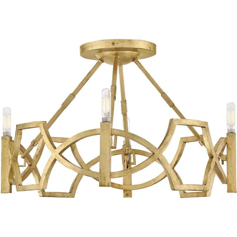 Don’t Miss Out Leona 4 Light 22 inch Distressed Brass Semi-Flush Mount Ceiling Light