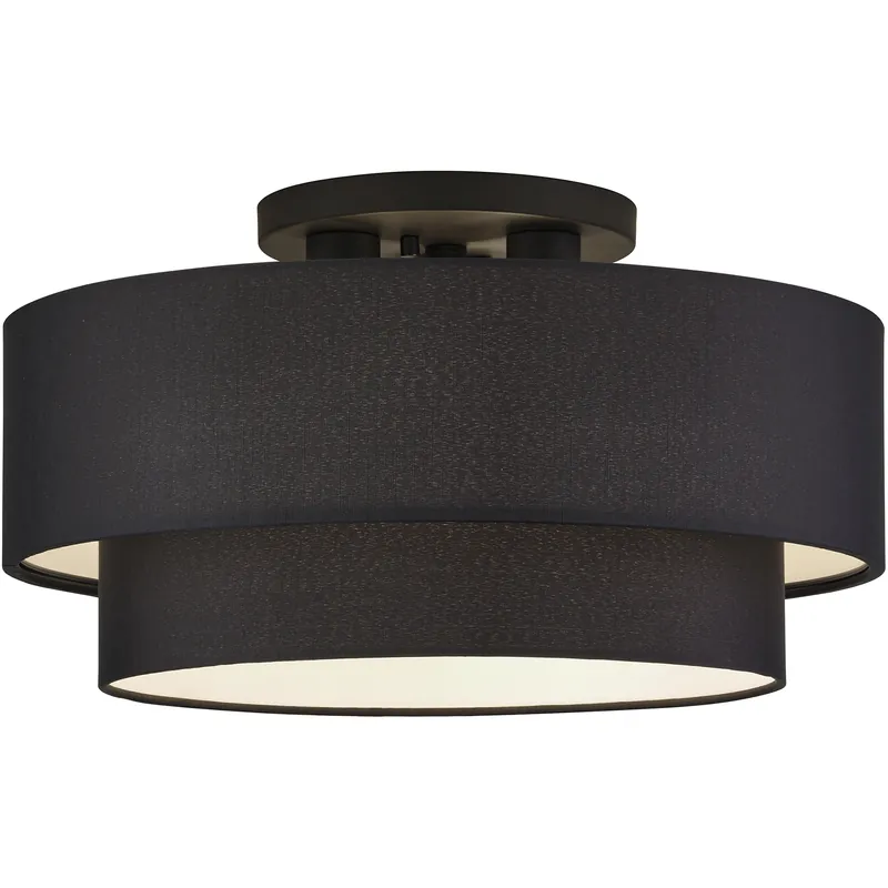 Trusted Brand Bainbridge 3 Light 18 inch Black Semi Flush Mount Ceiling Light, Large