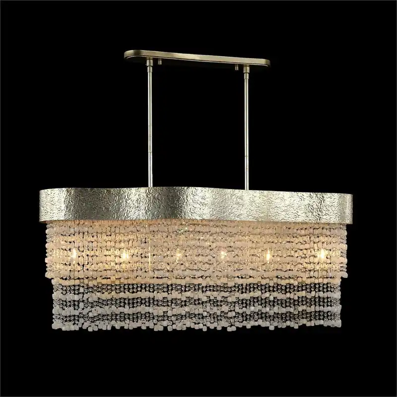 Crystal Veil 6 Light 48 inch Champagne Silver Horizontal Chandelier Ceiling Light Order Now