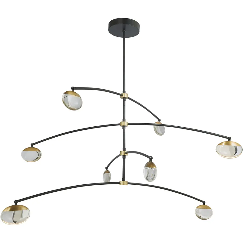 Athena LED 43.5 inch Matte Black and Brushed Brass Pendant Ceiling Light Next Day Delivery