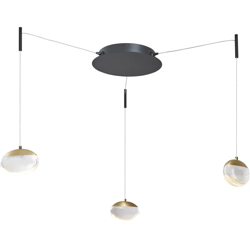Athena LED 12.2 inch Matte Black and Brushed Brass Pendant Ceiling Light Luxury