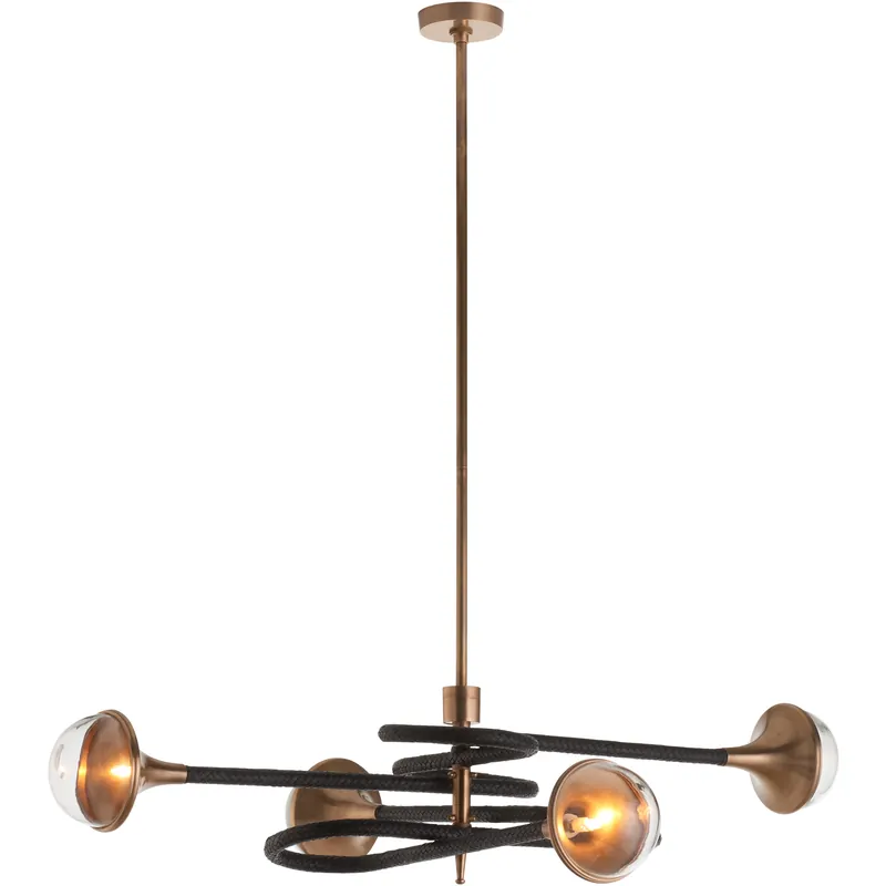 Deal Newton 4 Light 48 inch Black and Gold Chandelier Ceiling Light