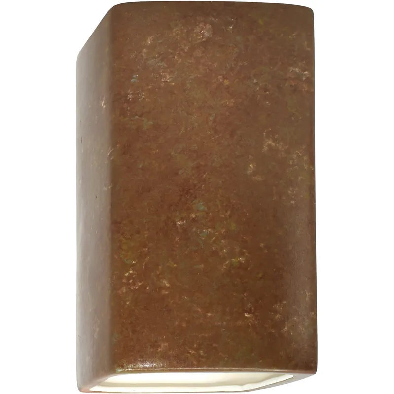 Discount Ambiance Rectangle LED 7.25 inch Rust Patina Wall Sconce Wall Light, Large