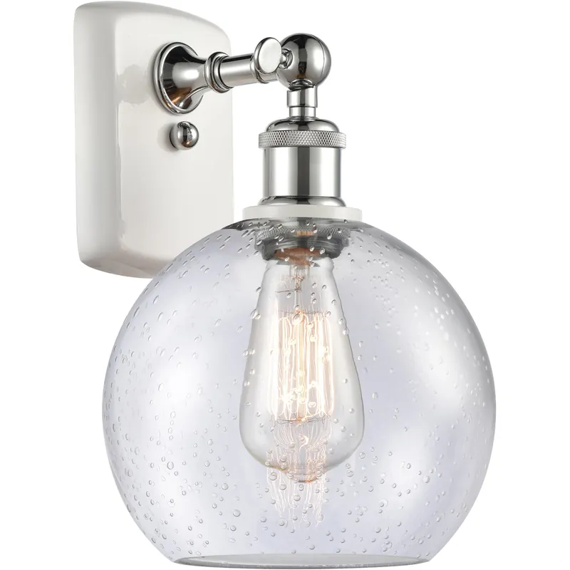 Ballston Athens LED 8 inch White and Polished Chrome Sconce Wall Light in Seedy Glass, Ballston Worldwide Shipping