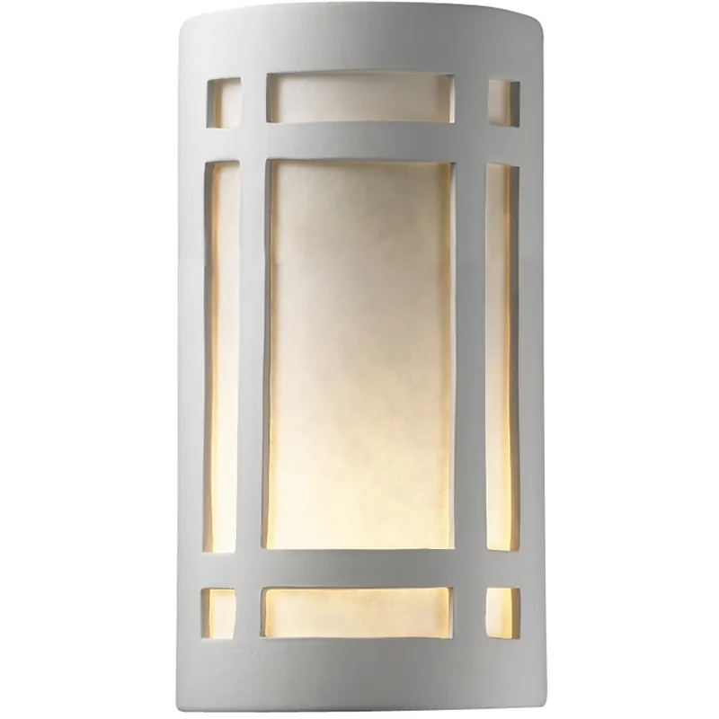 Professional Grade Ambiance LED 8 inch Celadon Green Crackle Wall Sconce Wall Light in 2000 Lm LED, White Styrene, Large