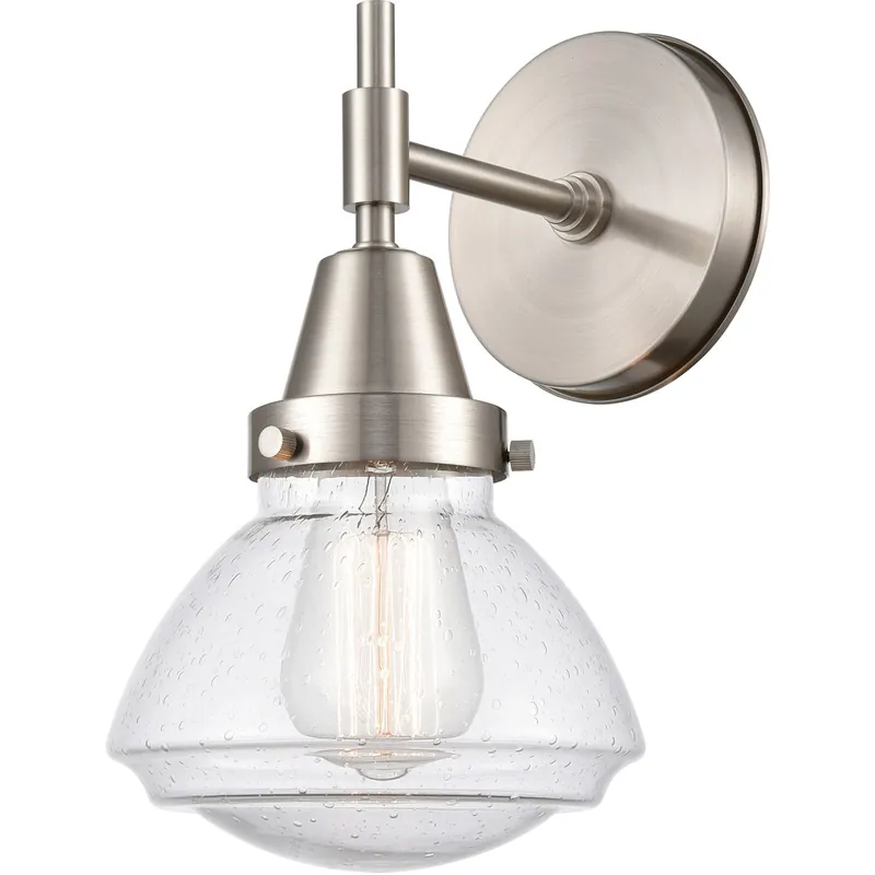 Caden 1 Light 7 inch Satin Nickel Sconce Wall Light in Seedy Glass Authentic