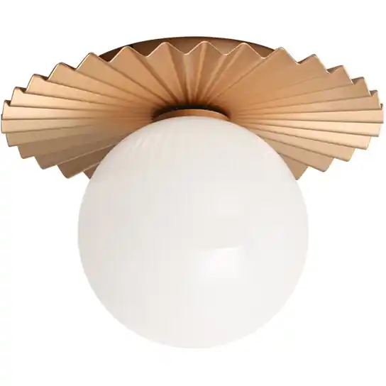 Professional Grade Modern Ruff Wall Sconce Wall Light in Matte Gold and Opal Glass