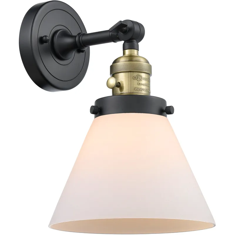 Franklin Restoration Large Cone LED 8 inch Black Antique Brass Sconce Wall Light, Franklin Restoration Reduced Price