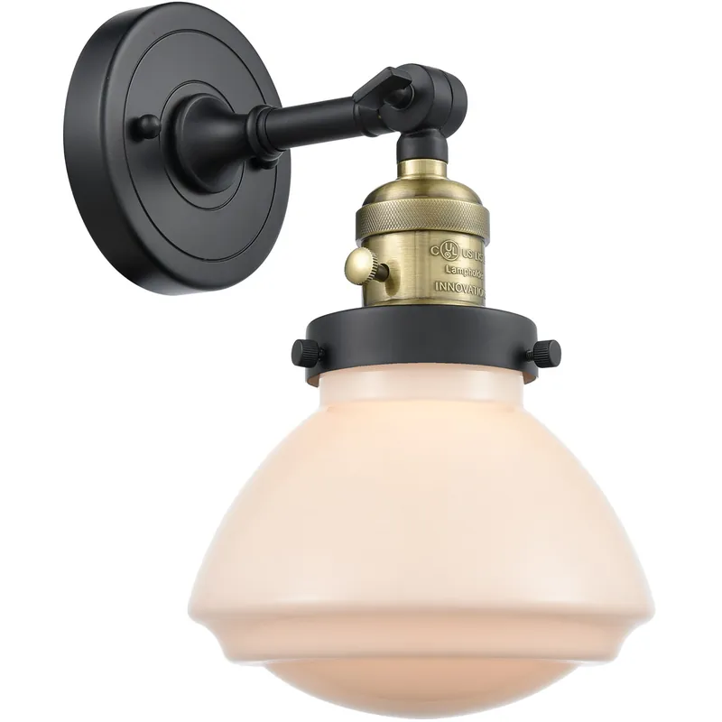 Modern Franklin Restoration Olean LED 7 inch Black Antique Brass Sconce Wall Light, Franklin Restoration