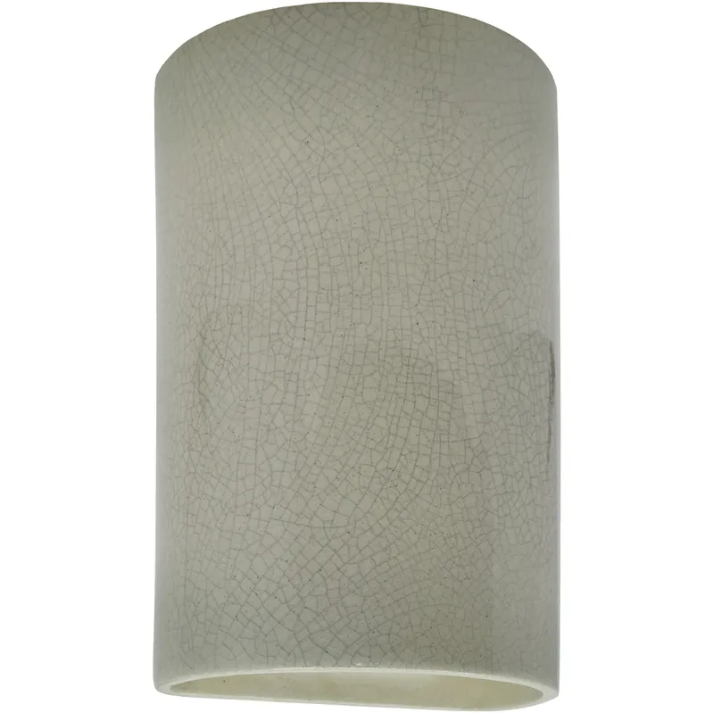 Ambiance Cylinder LED 7.75 inch Celadon Green Crackle ADA Wall Sconce Wall Light, Large Warranty Included