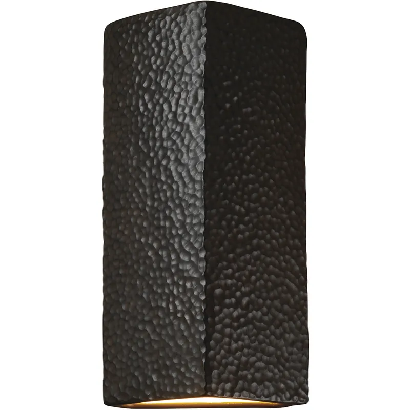 Handmade Ambiance Peaked Rectangle LED 7 inch Hammered Iron ADA Wall Sconce Wall Light