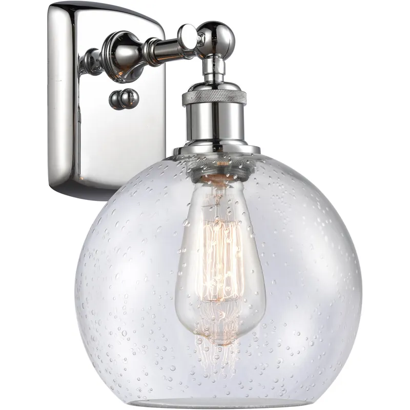 Deal Ballston Athens LED 8 inch Polished Chrome Sconce Wall Light in Seedy Glass, Ballston