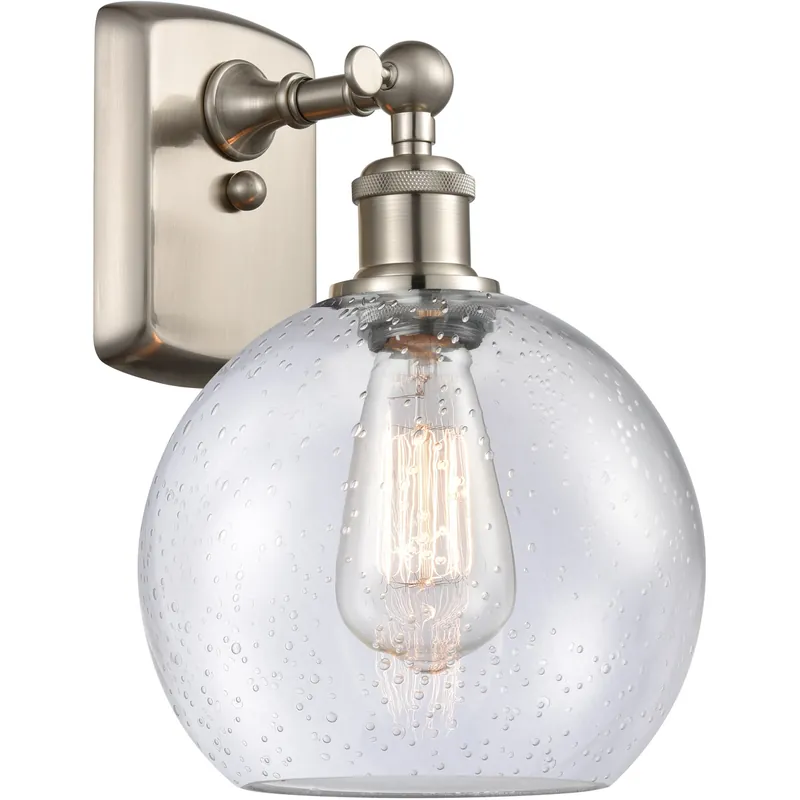Clearance Ballston Athens 1 Light 8 inch Brushed Satin Nickel Sconce Wall Light in Seedy Glass, Ballston