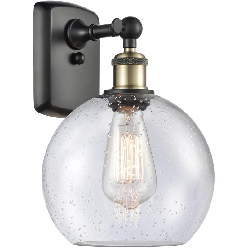 Ballston Athens LED 8 inch Black Antique Brass Sconce Wall Light in Seedy Glass, Ballston Bargain