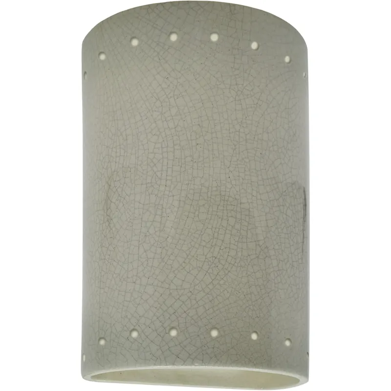 Direct From Factory Ambiance Cylinder LED 5.75 inch Celadon Green Crackle Wall Sconce Wall Light, Small