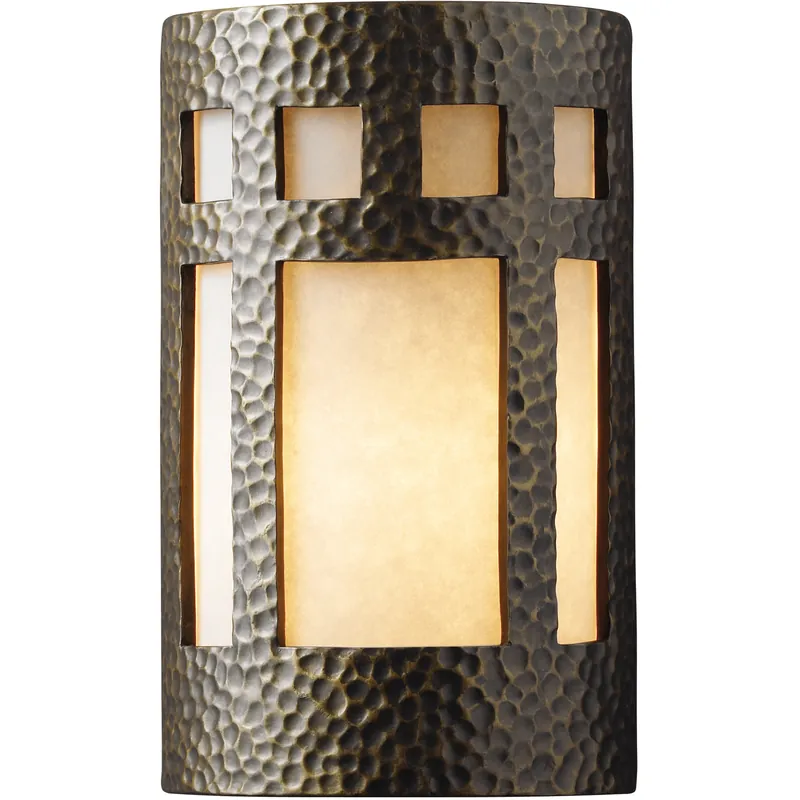 Ambiance LED 6 inch Hammered Polished Brass Wall Sconce Wall Light in Hammered Brass, 1000 Lm LED, White Styrene, Small Free Delivery