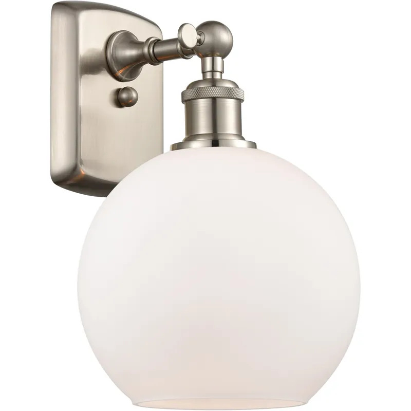 Original Ballston Athens LED 8 inch Brushed Satin Nickel Sconce Wall Light in Matte White Glass, Ballston