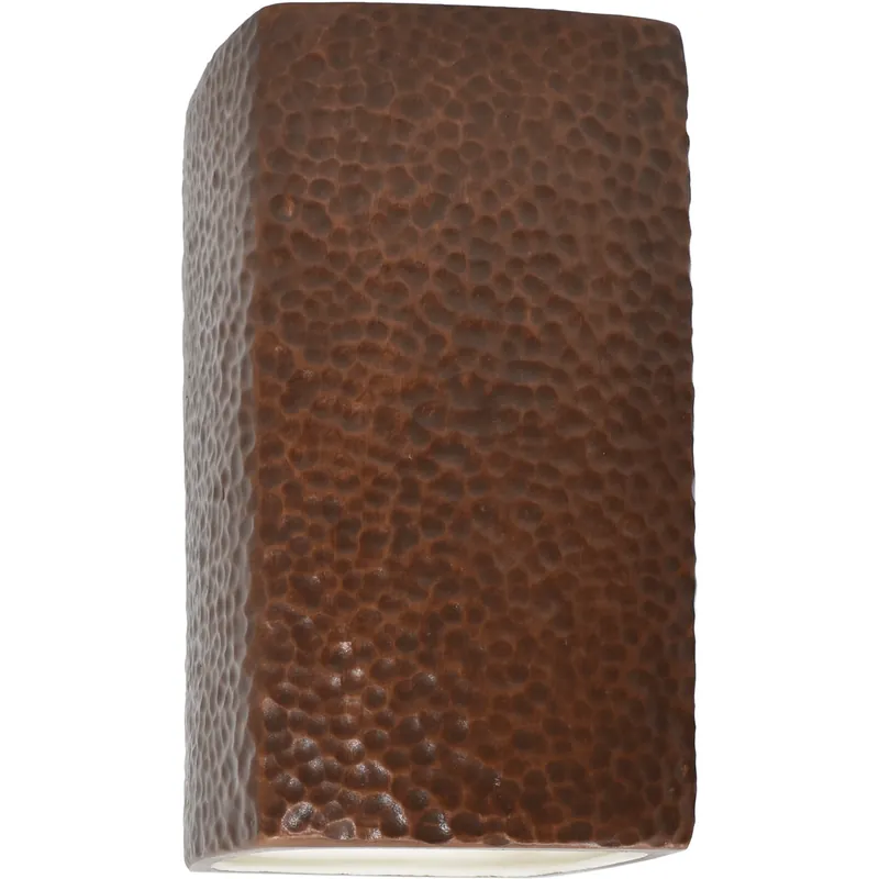 Weekend Sale Ambiance Rectangle LED 5.25 inch Hammered Copper ADA Wall Sconce Wall Light, Small