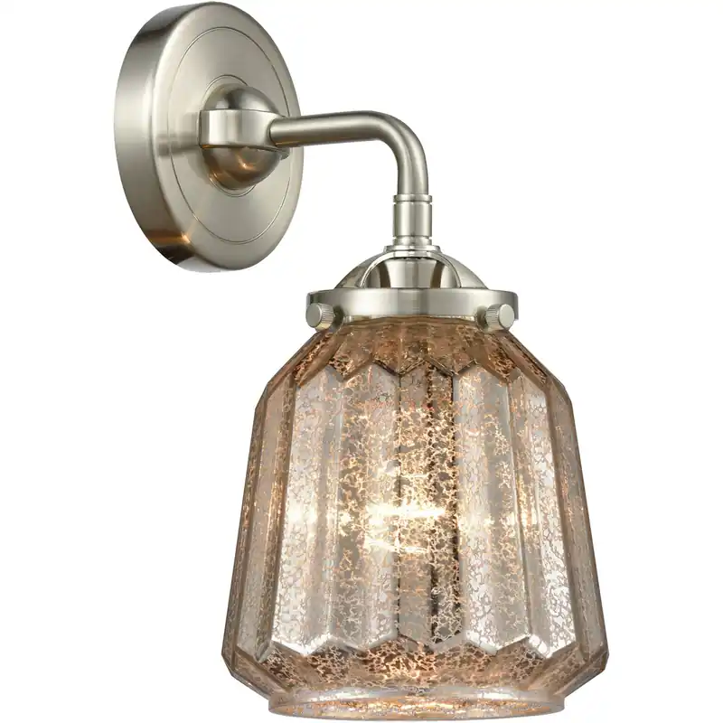 Nouveau Chatham 1 Light 6 inch Brushed Satin Nickel Sconce Wall Light in Mercury Glass, Nouveau Must Have
