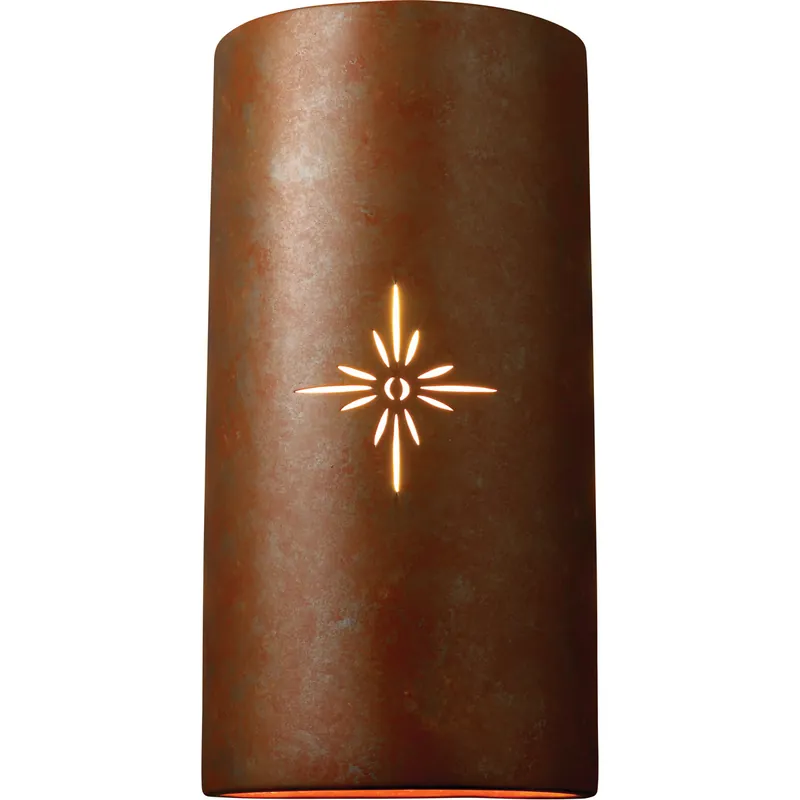 Sun Dagger Cylinder 2 Light 11 inch Rust Patina Wall Sconce Wall Light in Incandescent, Sunburst, Really Big Cheap