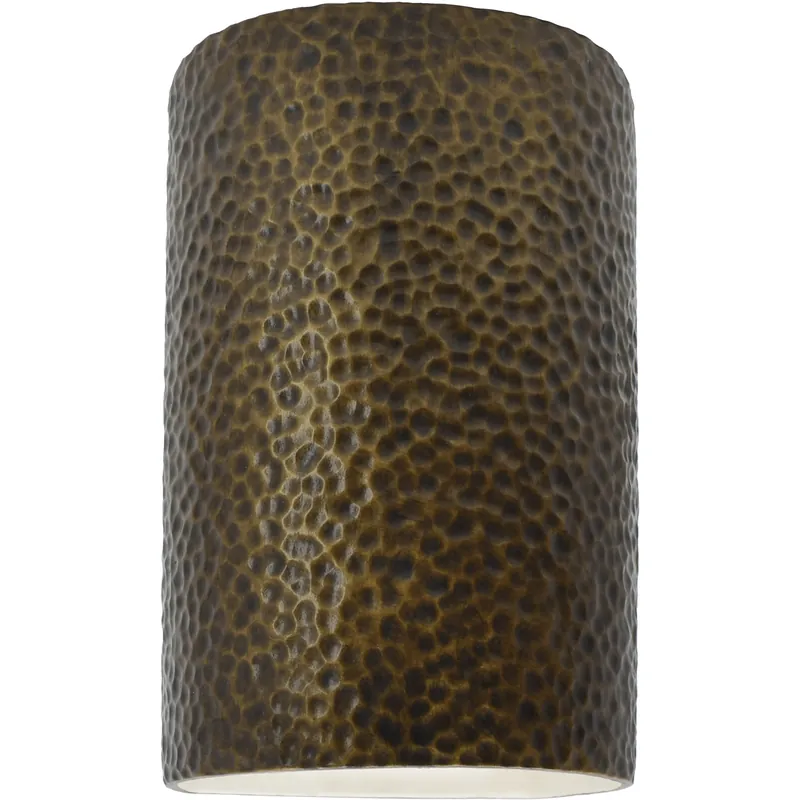 Ambiance Cylinder LED 5.75 inch Hammered Polished Brass Wall Sconce Wall Light, Small Exclusive