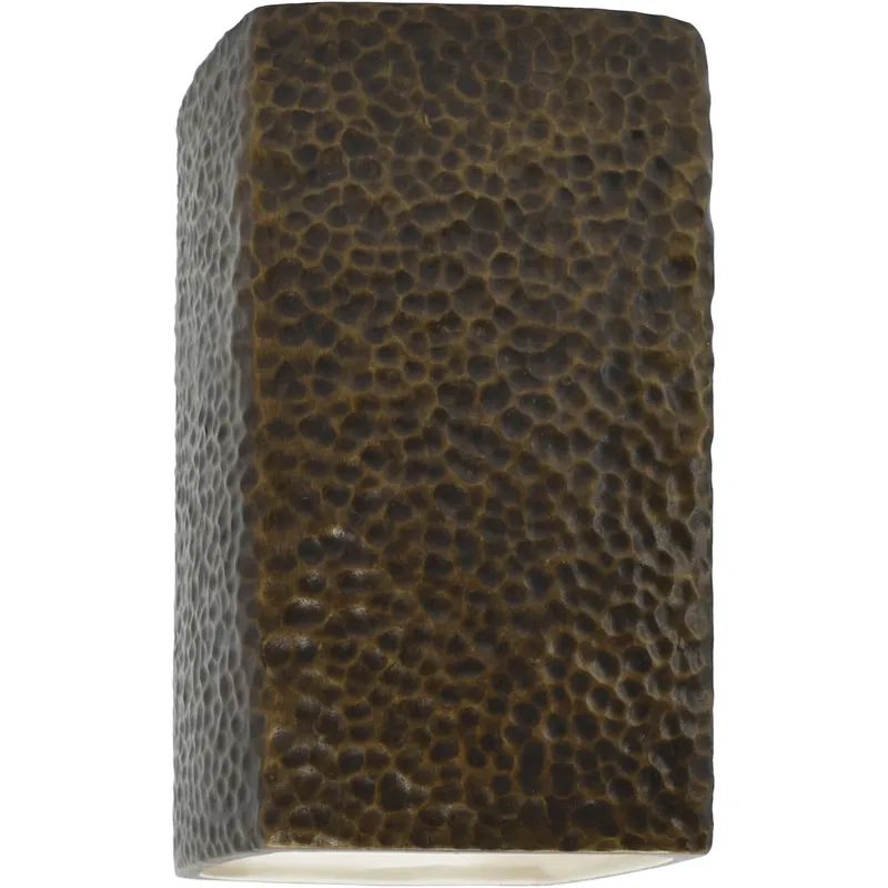 Ambiance Rectangle LED 7.25 inch Hammered Polished Brass Wall Sconce Wall Light, Large Big Sale