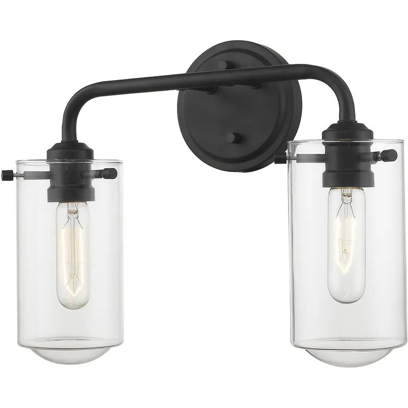 Popular Delaney 2 Light 15 inch Matte Black Vanity Wall Light