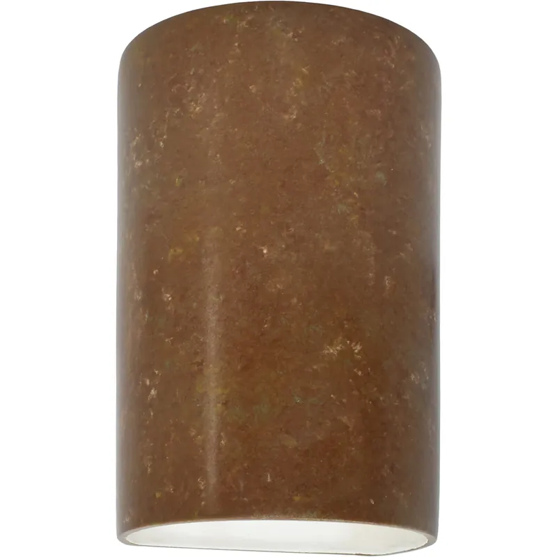 Discount Ambiance Cylinder LED 5.75 inch Rust Patina Wall Sconce Wall Light, Small