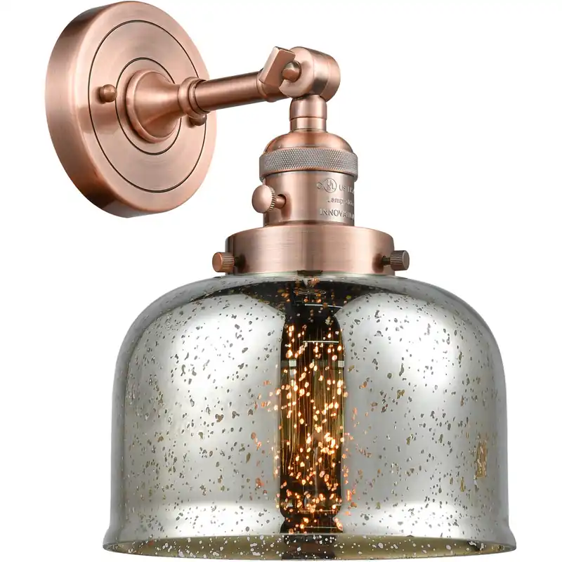 Franklin Restoration Large Bell LED 8 inch Antique Copper Sconce Wall Light, Franklin Restoration Handmade