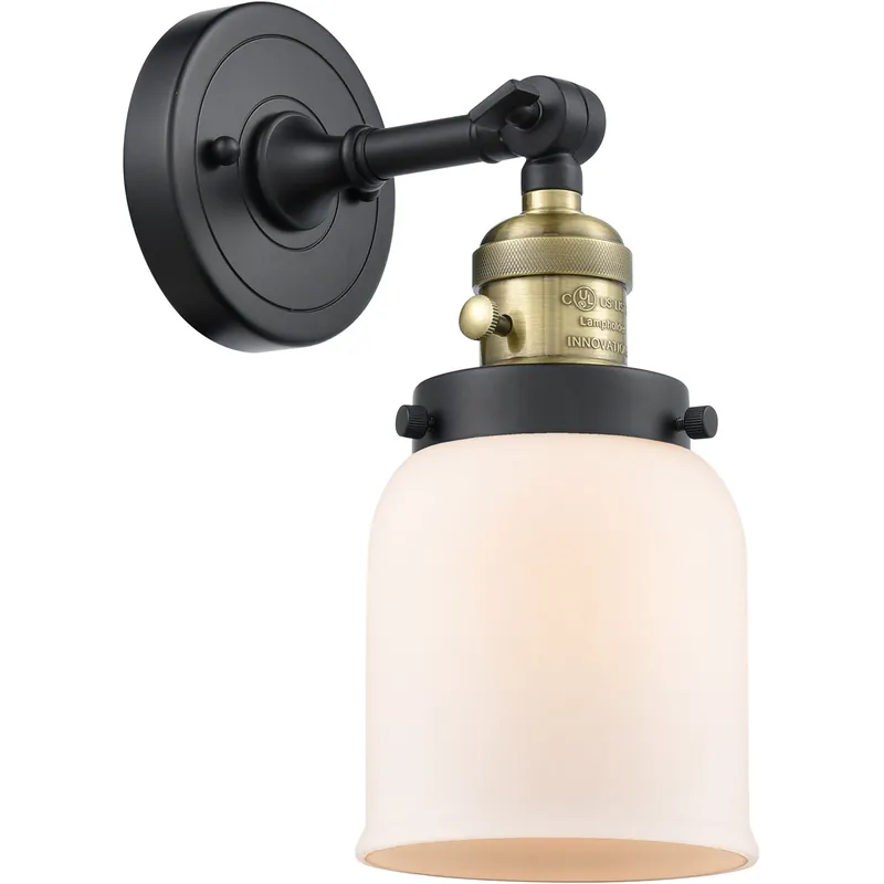 Certified Franklin Restoration Small Bell LED 5 inch Black Antique Brass Sconce Wall Light, Franklin Restoration