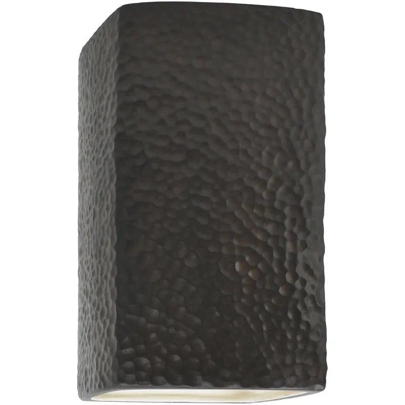 Ambiance Rectangle LED 7.25 inch Hammered Iron ADA Wall Sconce Wall Light, Large Genuine