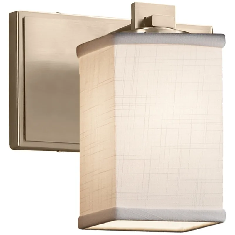Place Order Textile LED 7 inch Matte Black Wall Sconce Wall Light in White, Square with Flat Rim