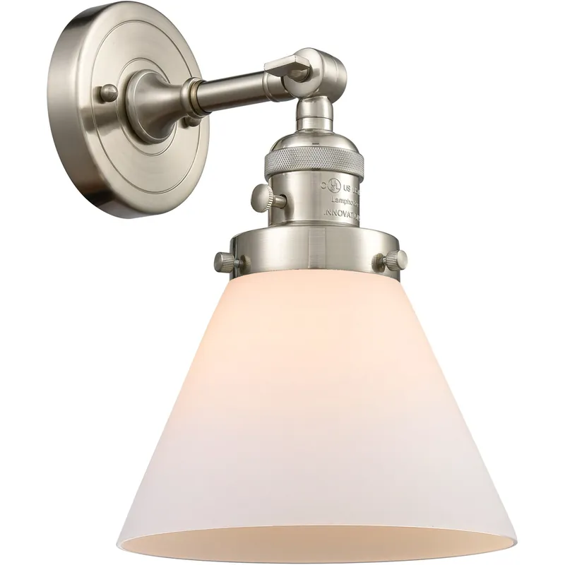While Supplies Last Franklin Restoration Large Cone LED 8 inch Brushed Satin Nickel Sconce Wall Light, Franklin Restoration