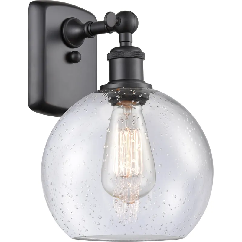 Ballston Athens 1 Light 8 inch Matte Black Sconce Wall Light in Seedy Glass, Ballston Fresh Stock