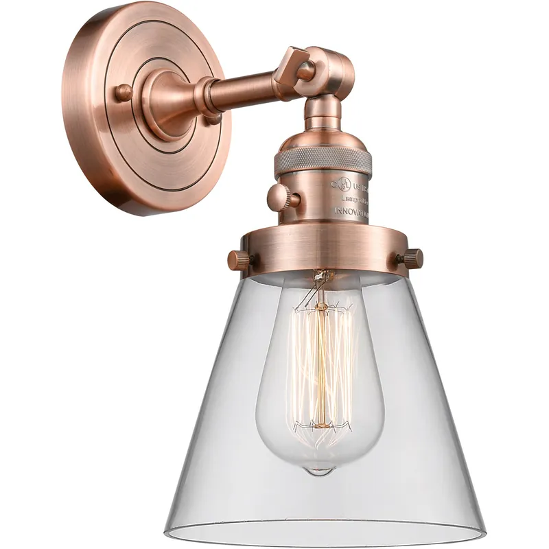 Direct From Factory Franklin Restoration Small Cone LED 6 inch Antique Copper Sconce Wall Light, Franklin Restoration