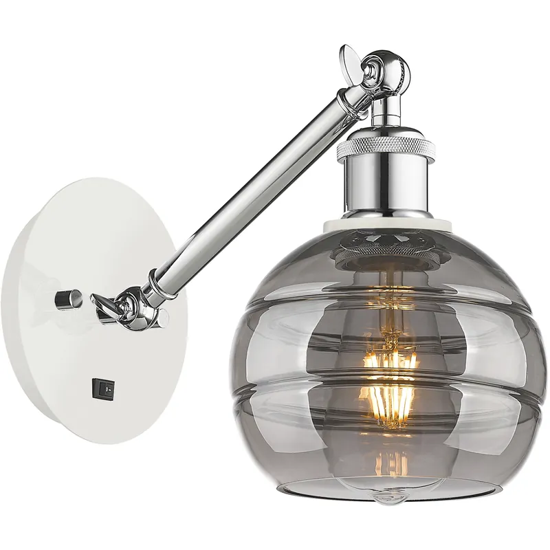Ballston Rochester 1 Light 5.88 inch White Polished Chrome Sconce Wall Light Professional Grade