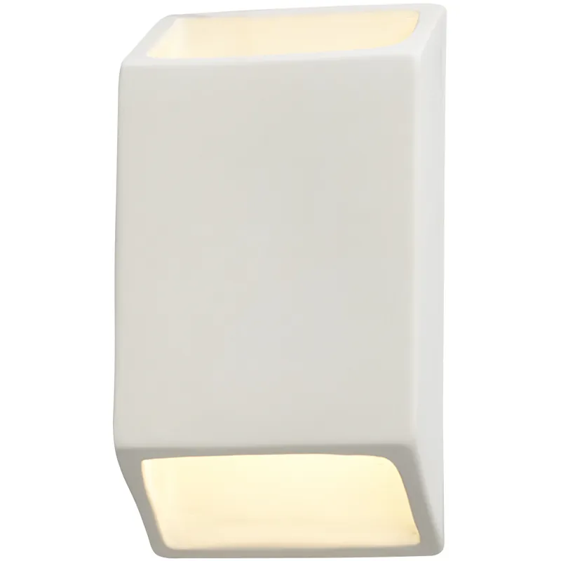 New Release Ambiance LED 5 inch Matte White ADA Wall Sconce Wall Light, Open Top and Bottom Fixture, Tapered Rectangle