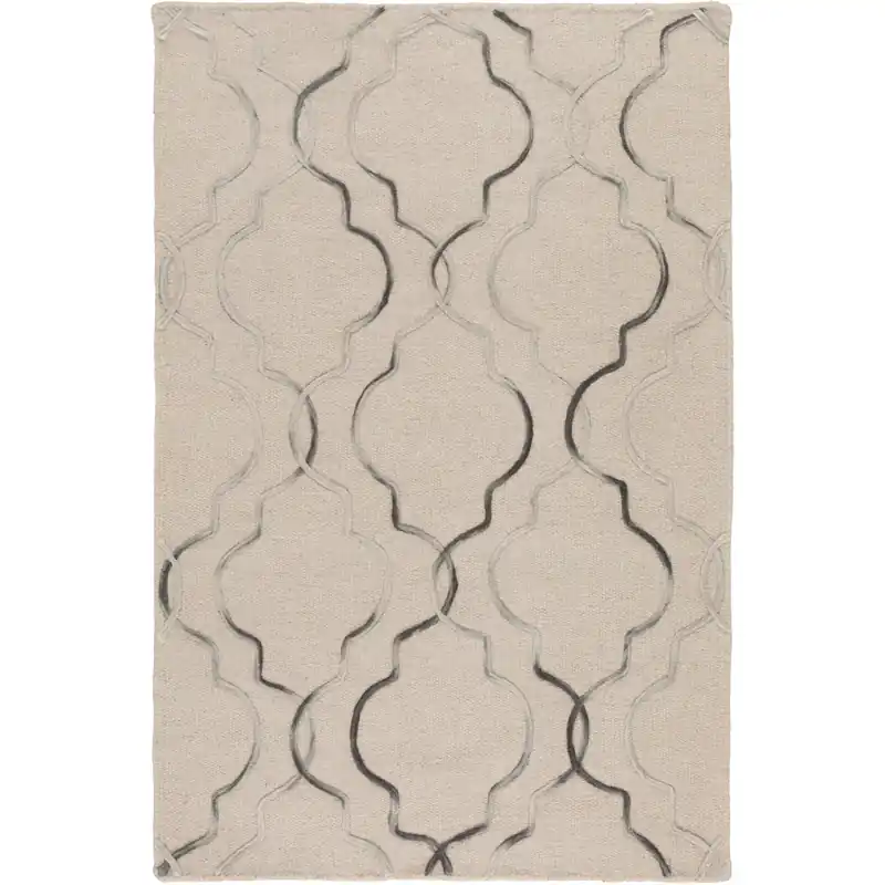 Price Cut Seabrook 66 X 42 inch Neutral and Black Area Rug, Wool
