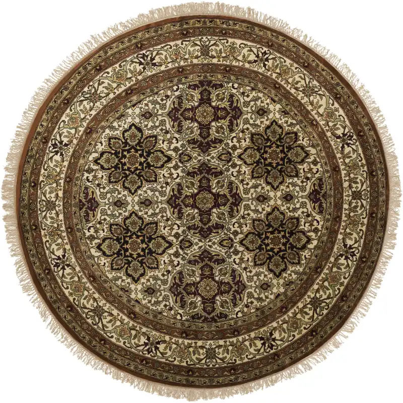 Popular Taj Mahal 96 X 96 inch Tan, Dark Brown, Dark Green, Black, Olive Rug
