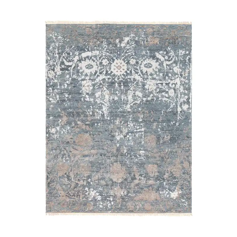 Low Price Flen 36 X 24 inch Gray and Gray Area Rug, Wool and Silk